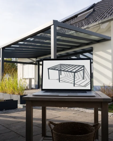 Terrassenüberdachung online am Laptop planen