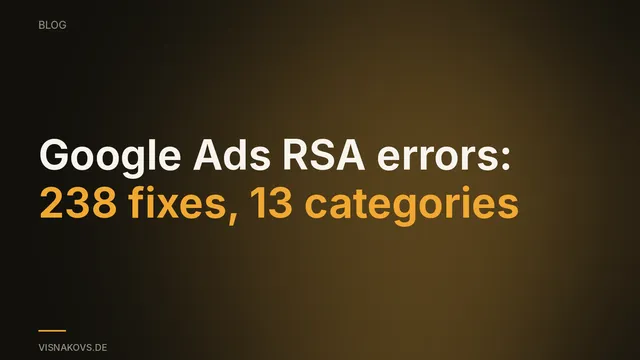 Error report of Google Ads RSA copy corrections, counted by error class