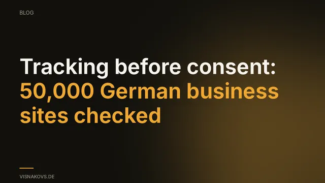 Cover: share of German business sites that measure visitors before the cookie banner is answered